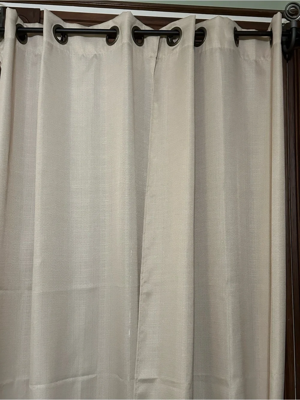 Neutral Beige Grommet Window Curtain Panel - Set of 2 Panels - Home Accents